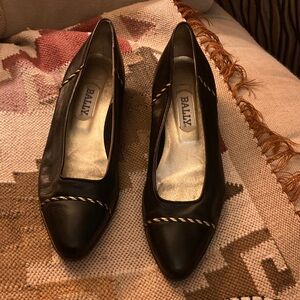 Bally Black Pumps with Gold Accents
